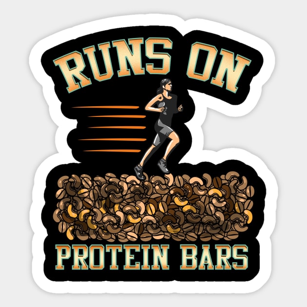 Runs On Protein Bars Funny Cardio & Running Pun Sticker by theperfectpresents